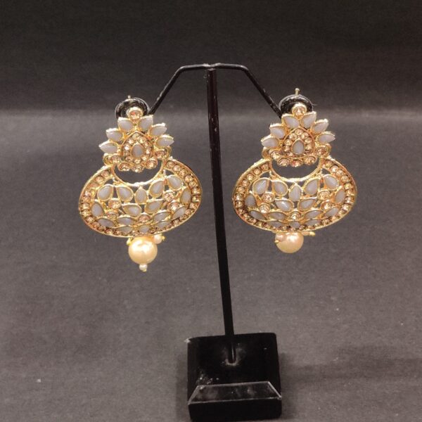 Classic peach stone chandbali earring