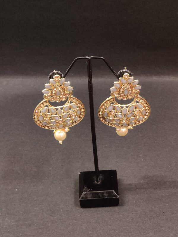 Classic peach stone chandbali earring