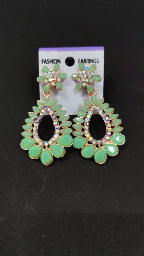 Fancy multi color stone drop earring
