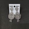 Trendy silver oxidized drop earring
