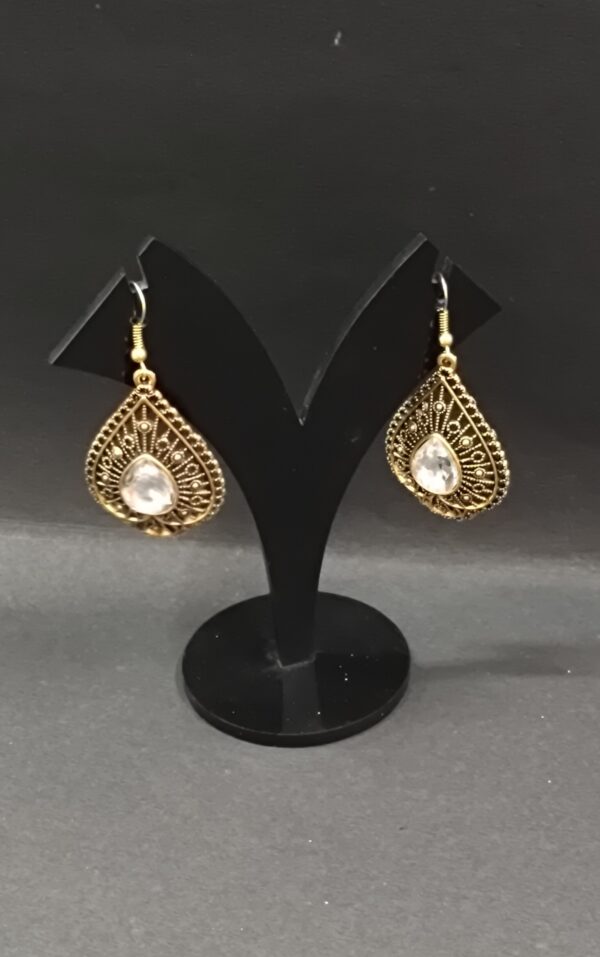 Antique oxidized gold drop earring