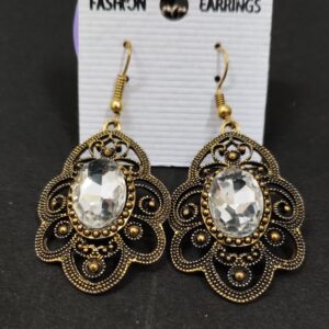 Antique oxidized gold drop earring