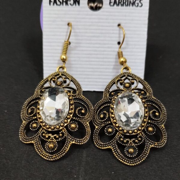 Antique oxidized gold drop earring