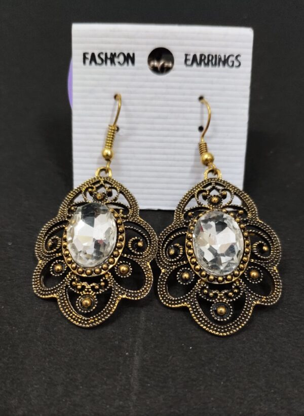 Antique oxidized gold drop earring