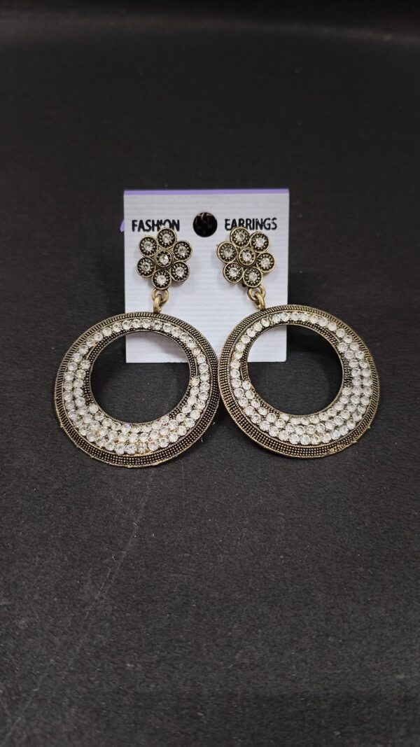 Antique oxidized gold drop earring