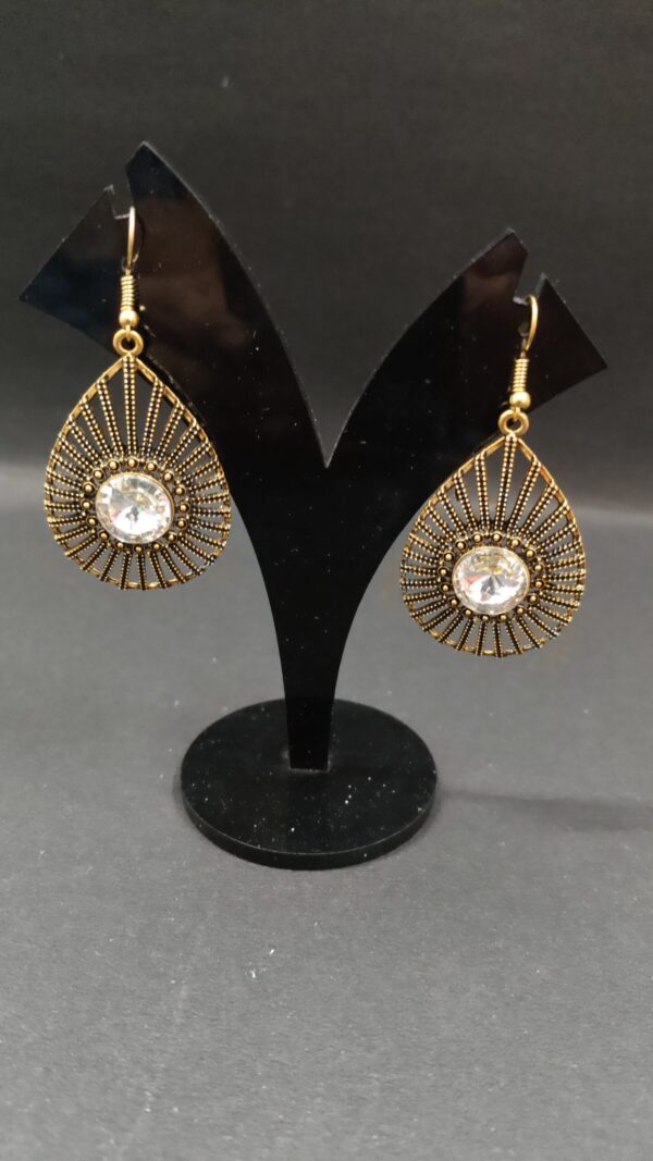 Antique oxidized gold drop earring