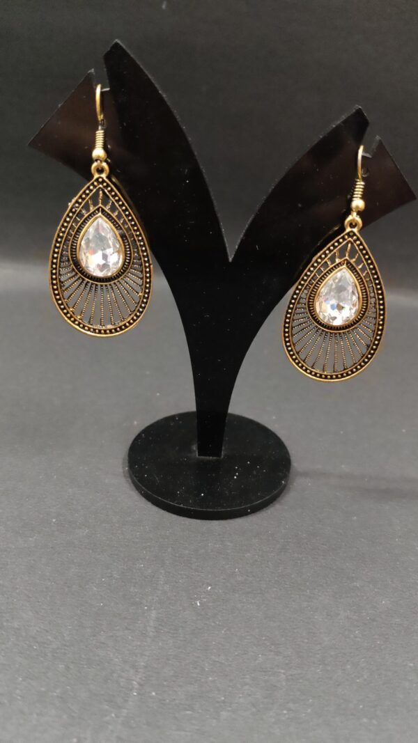 Antique oxidized gold drop earring