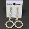 Trendy gold white stone dangle earring