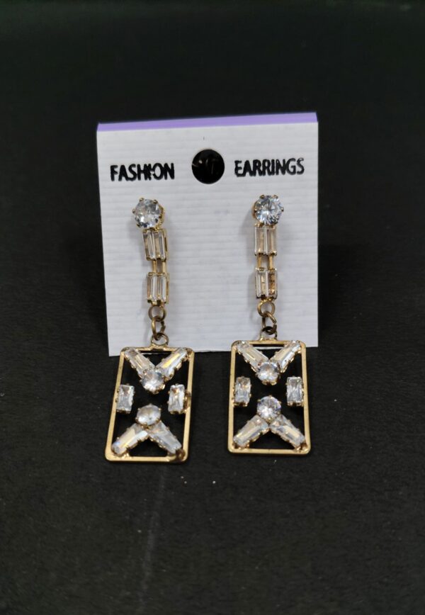 Trendy gold white stone rectangle dan