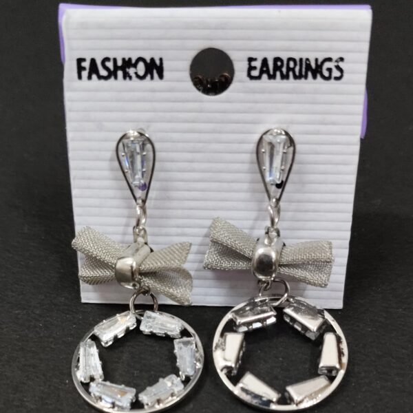 Trendy Silver Dangle circle earring big