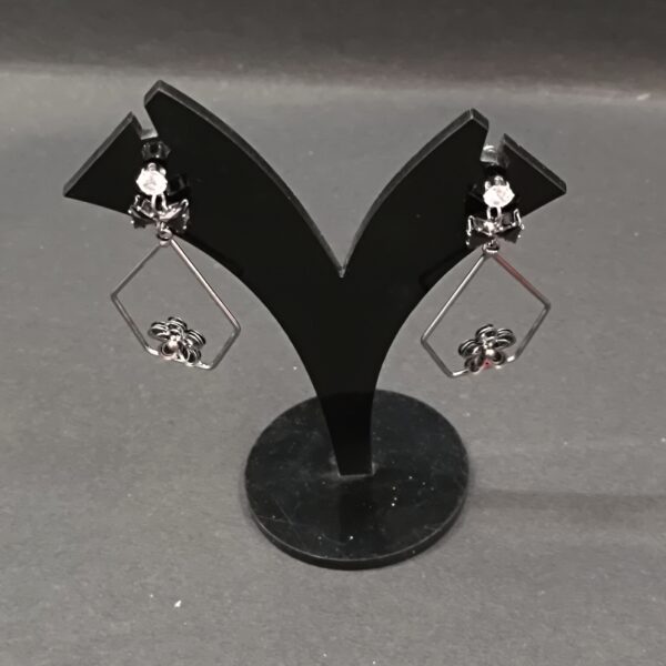 Trendy Silver Dangle hexagon earring