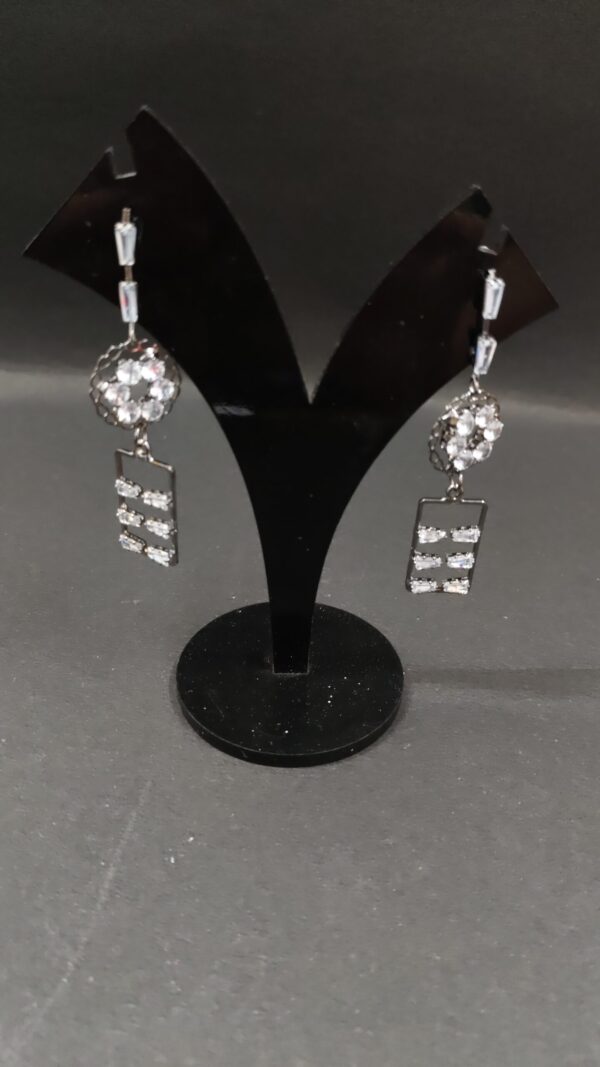 Trendy Silver Dangle rectangle shape earring