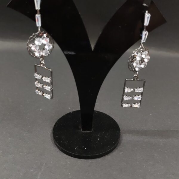 Trendy Silver Dangle rectangle shape earring