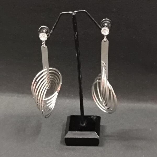 Trendy Silver Dangle ring earring