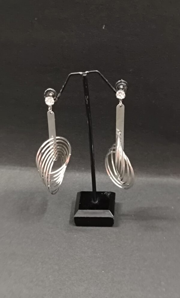 Trendy Silver Dangle ring earring