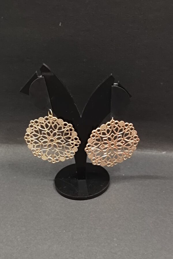 Trendy gold large flower drop earring