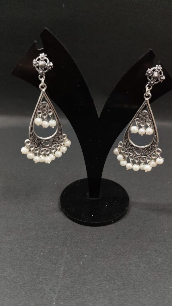 classic oxidized silver chandbali dangle earring