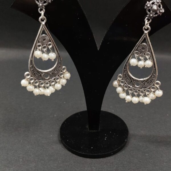 classic oxidized silver chandbali dangle earring