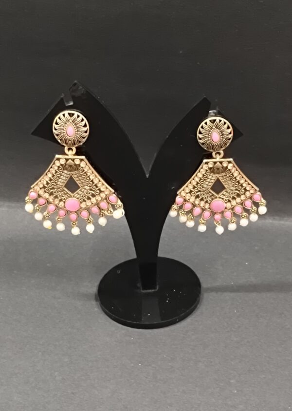 Fancy multi color stone drop earring