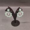Fancy silver metal flower drop earrings