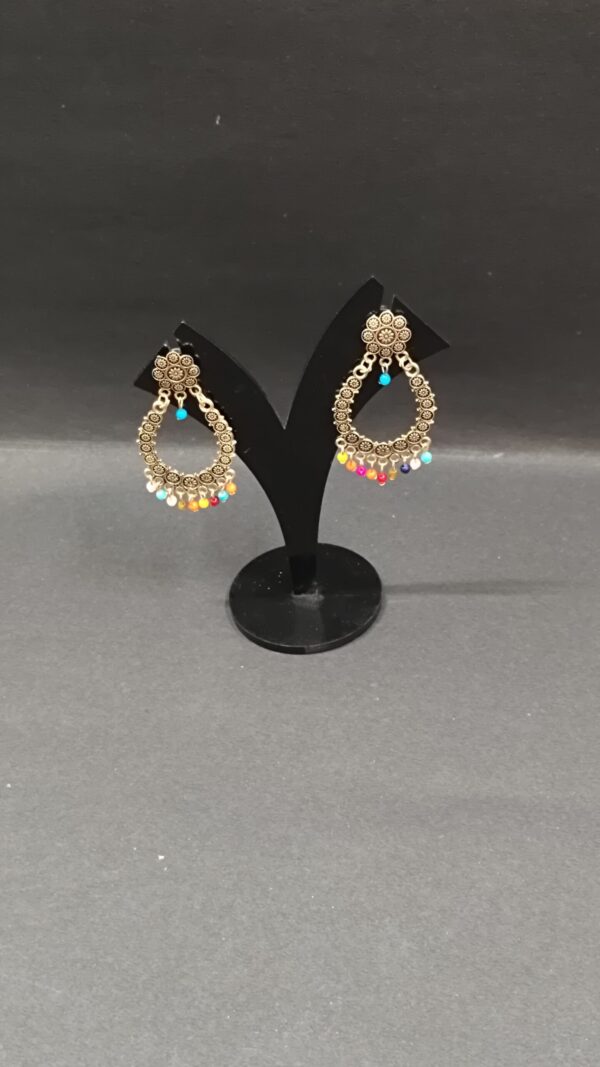 Fancy multi color stone drop earring