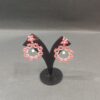 Fancy silver metal flower drop earrings