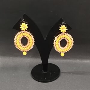 Fancy multi color stone drop earring